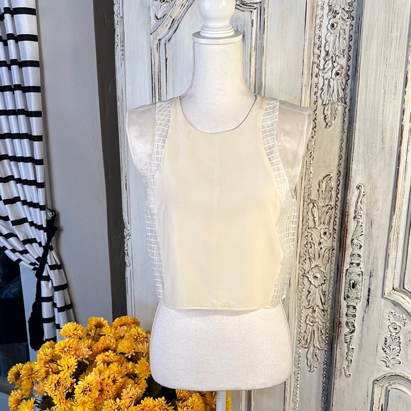 ELIZABETH And JAMES Elegant Cream Sleeveless Crop Top - Picture 1 of 14